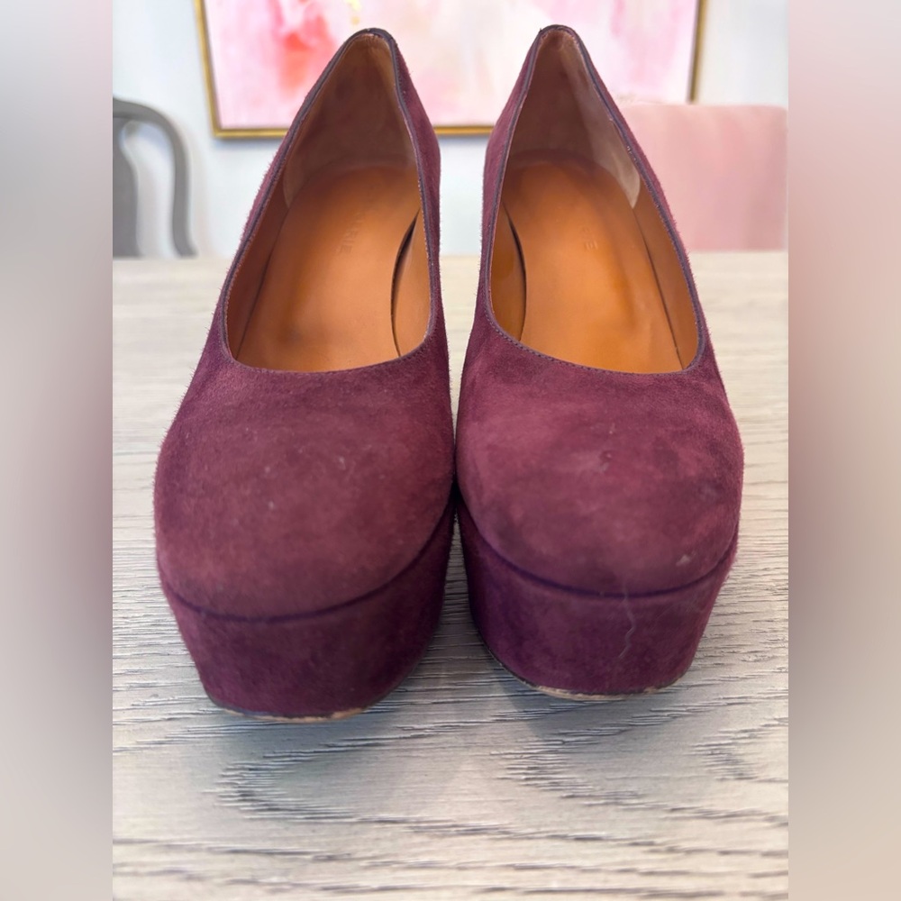 Clergie Blandine Suede Platform Wedge Pump Size 38 In Burgundy - Picture 4 of 9